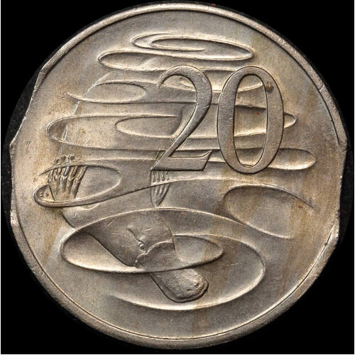 1966 Twenty Cent Triple Clipped Planchet Error about Unc