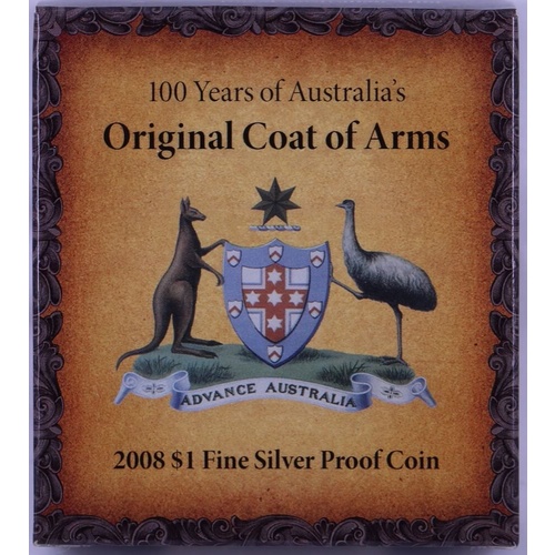 2008 One Dollar Silver Proof Coin Coat of Arms
