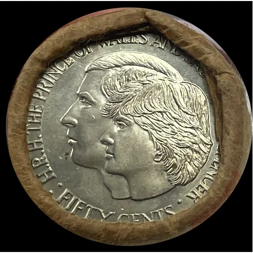 1981 50 Cent Mint Roll Charles And Diana - Tails / Tails