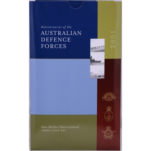 2001 One Dollar Unc Defence Forces Trio