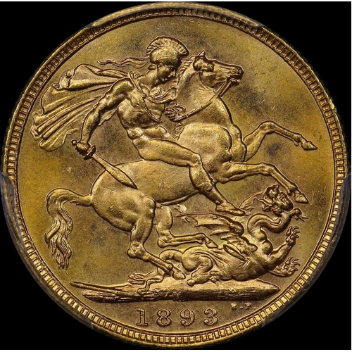 1893 Melbourne Jubilee Head Sovereign Unc (PCGS MS62)