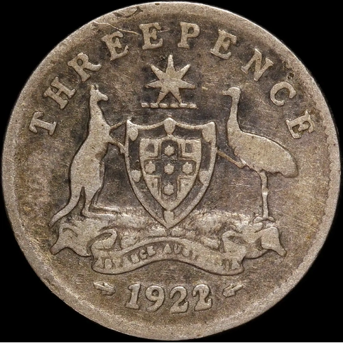 1922/21 Overdate Threepence PCGS VG08