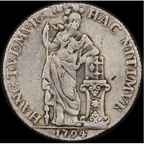 Netherlands (Utrecht) 1794 Silver 3 Guilder 31.86G Delm# 1150 about VF