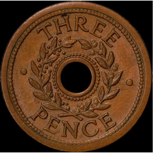 1942 Threepence Internment Token Unc (MS 62BN)