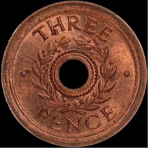 1942 Threepence Internment Token Choice Unc (MS 63RD)