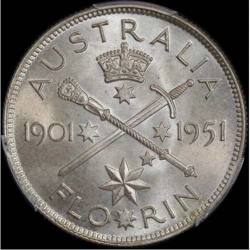 1951 Florin Federation Jubilee Choice Unc (PCGS MS64)