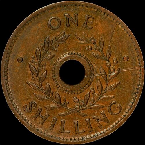 1942 One Shilling Internment Token about VF