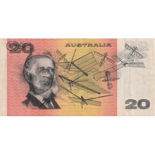 1976 $20 Note Knight/Wheeler Wet Ink Transfer Error R406A good VF