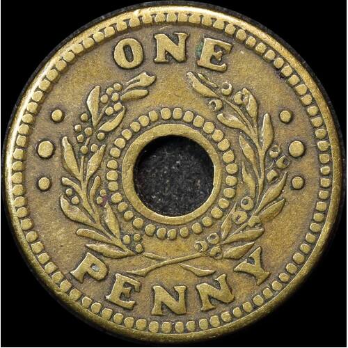 1942 One Penny Internment Token about VF