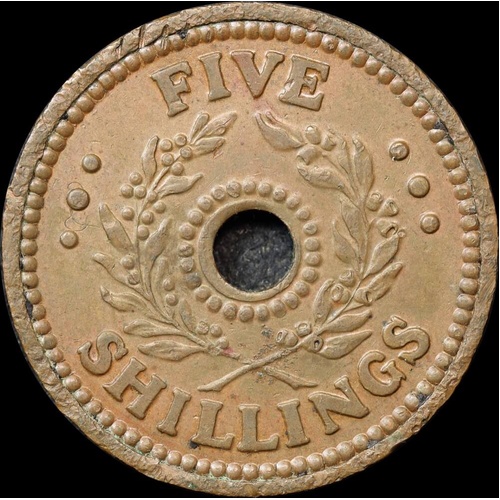 1942 Five Shilling Internment Token Extremely Fine