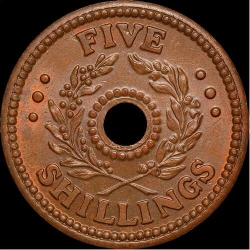 1942 Five Shilling Internment Token Uncirculated