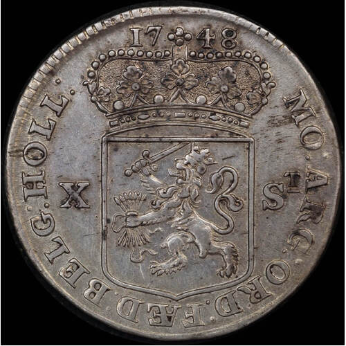 Netherlands (Utrecht) 1748 Silver 10 Stuivers KM# 110 Extremely Fine