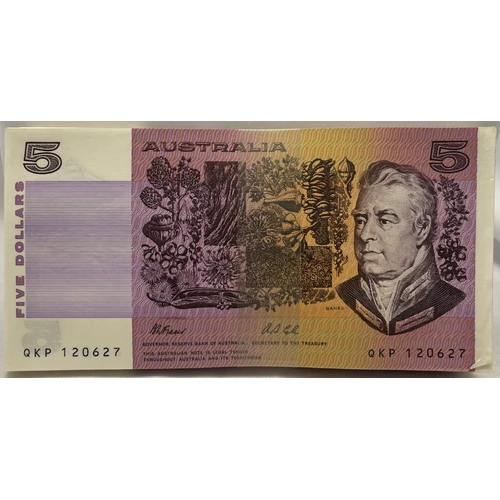 1991 $5 Note Bundle Paper Fraser/Cole R213 Uncirculated