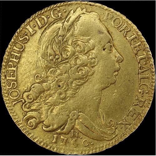 Brazil 1760-R Gold 6400 Reis KM# 172.2 Very Fine