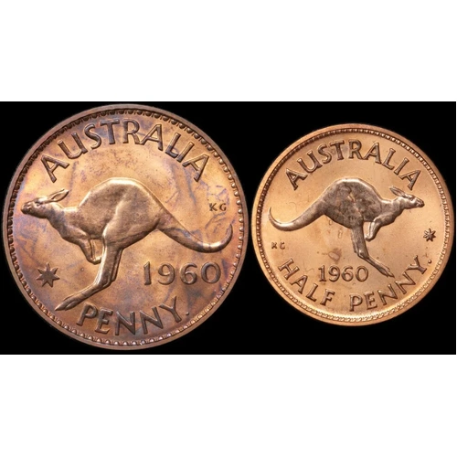 1960 Perth Proof Pair Penny and Halfpenny about FDC