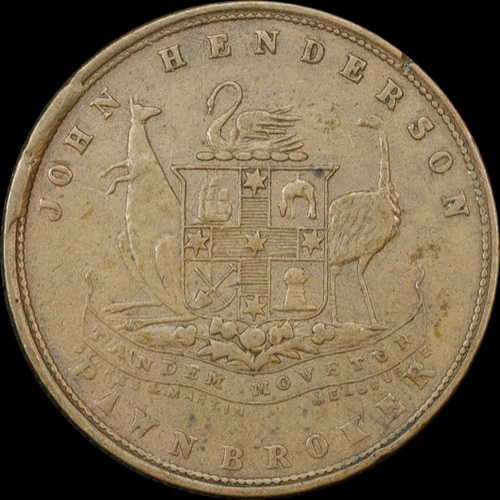 1878 John Henderson Copper One Penny Token A# 223 good VF