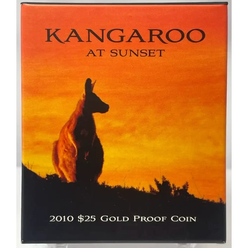 2010 $25 Gold Proof Coin Kangaroo At Sunset
