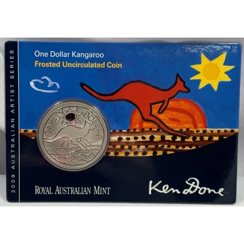 2009 Frosted Unc One Dollar Coin Kangaroo Ken Done