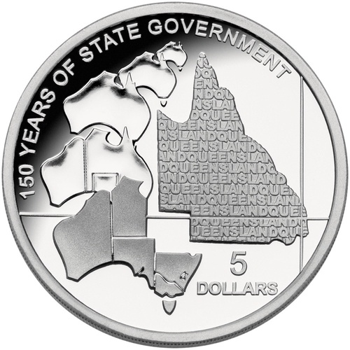 2009 Five Dollar Silver Proof Self Government Queensland