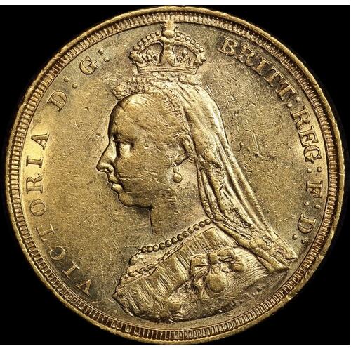 1887 Sydney Jubilee Head Sovereign about EF