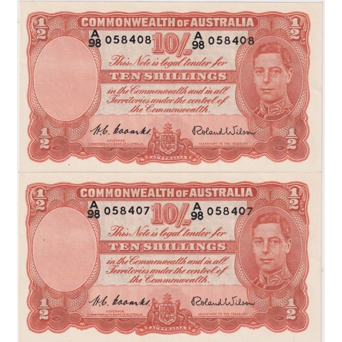 1952 Ten Shilling Pair Coombs/Wilson R15 Uncirculated