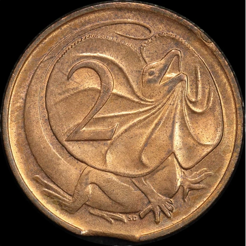 1966 2 Cents Perth Mint Clipped Planchet Error about Unc