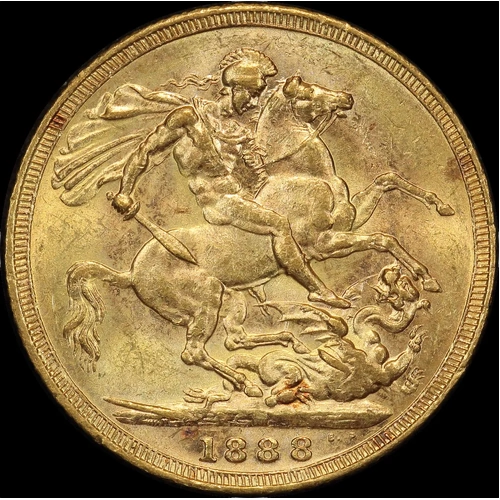 1888 Melbourne Jubilee Head Sovereign Legend 2 Dish M10 about Unc