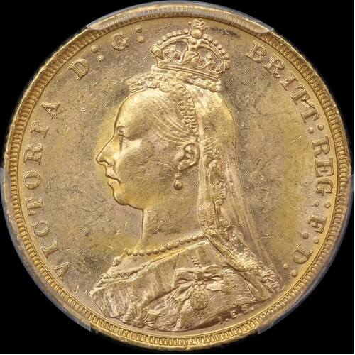1888 Melbourne Jubilee Head Sovereign Unc (PCGS MS62)