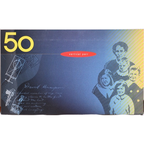 1999 Fifty Dollar Uncut Vertical Pair Deluxe Red Serials