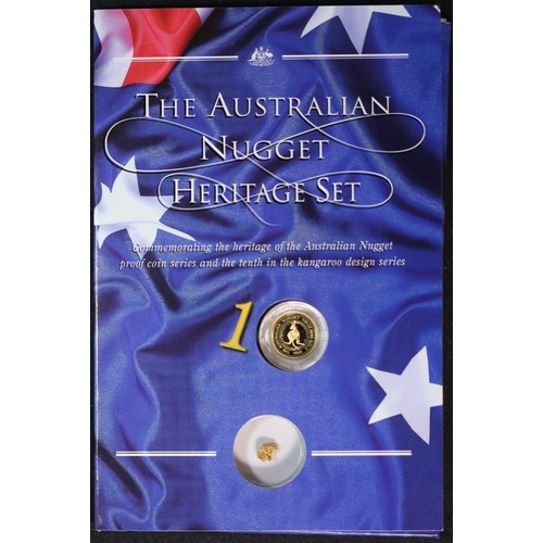 1998 Gold 1/20oz Proof Coin and Natural Gold Nugget - Heritage Set