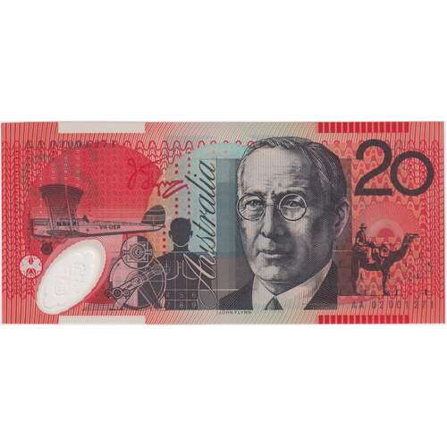 2002 $20 Note AA02 First Prefix R420aF Macfarlane/Henry Uncirculated