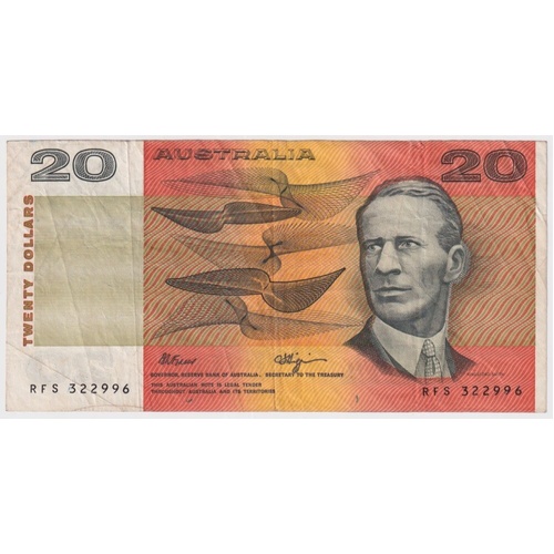 1990 $20 Note Fraser/Higgins Missing Intaglio Error R412 Good VF