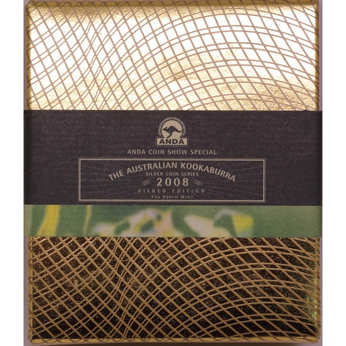 2008 Silver One Ounce Gilded Unc Coin Kookaburra ANDA Show Special