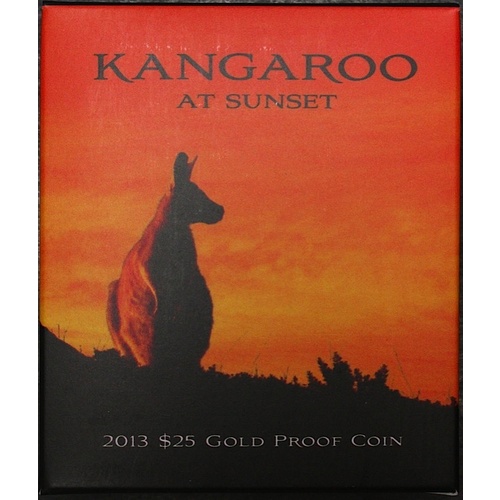 2013 $25 Gold Proof Coin Kangaroo at Sunset