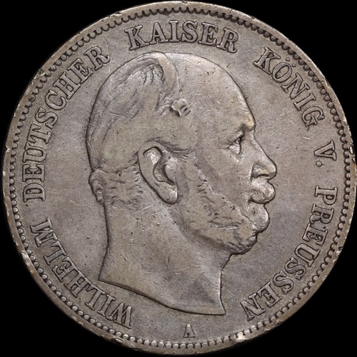German States (Prussia) 1876-A Silver 5 Marks KM# 503 Very Fine