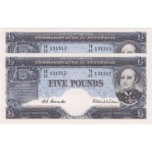 1954 Five Pound Consecutive Pair Coombs/Wilson R49 GEF