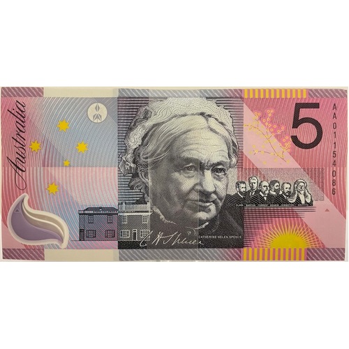 2001 $5 Note Bundle of 100 AA01 1st Prefix R219F Centenary of Federation Uncirculated