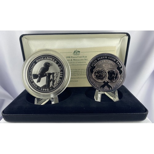 1998 Silver Two Ounce Unc Coin And Medal Set Perth Coin Fair