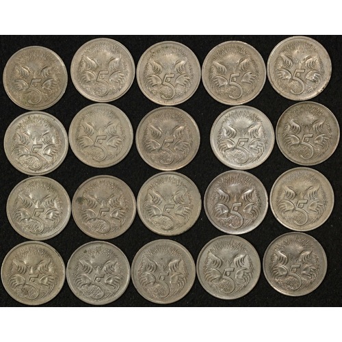Bulk Lot of 20 * 1972 Five Cents 5c - Average Circulated Condition