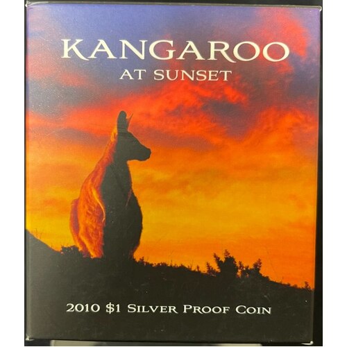 2010 One Dollar Silver Proof Coin Kangaroo At Sunset