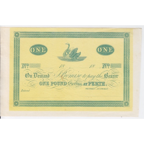 George Shenton Unissued One Pound Trader's Note Ca 1865 Extremely Fine