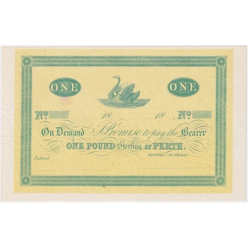 George Shenton Unissued One Pound Trader's Note Ca 1865 Extremely Fine