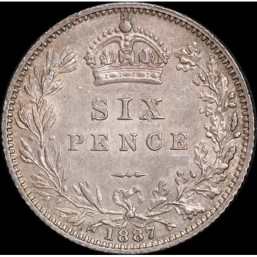 1887 Silver Sixpence Victoria S#3928 Uncirculated