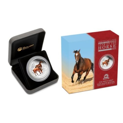2014 Silver 2 Ounce Proof Coin Lunar Horse Perth ANDA Show Special