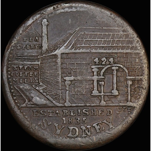 1853 Peek & Campbell Copper Penny Token Very Fine