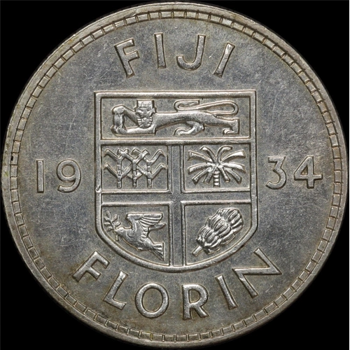 Fiji 1934 Silver Florin KM# 5 about Unc