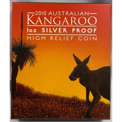 2010 Silver One Ounce Proof Coin High Relief Kangaroo