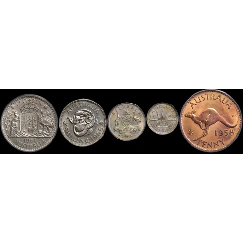 1958 5 Coin Proof Set PCGS PR64 ~ PR66
