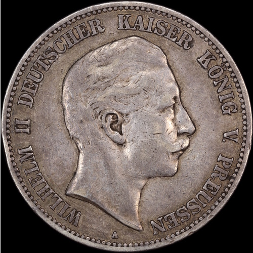 German States Prussia 1904-A Silver 5 Mark KM#523 AVF