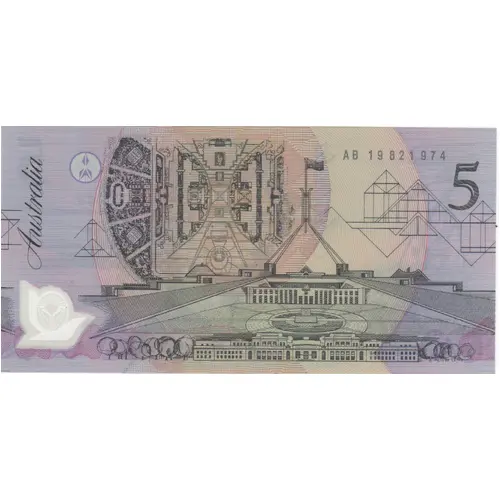 1992 $5 Note Fraser/Cole AB19 Last Prefix R214L about Unc